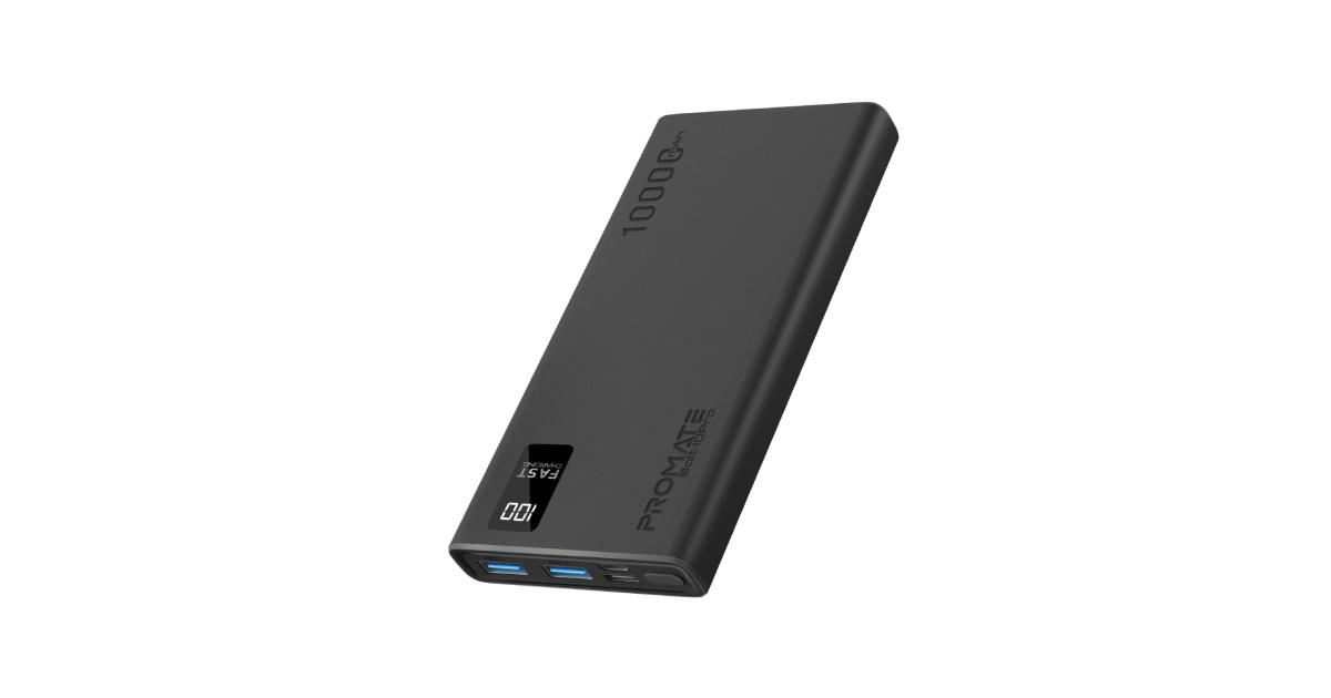 Promate Bolt10Pro SuperSlim Power Bank 10W USBC, LED Battery Display